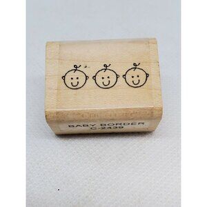 Vintage 2001 AIP Inc Vippies 3 Smiling Baby Wooden Rubber Stamp – Arts and Craft